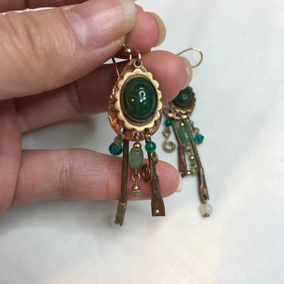 Beautiful Multicolor Drop Earrings Turquoise Green - Picture 4 of 4